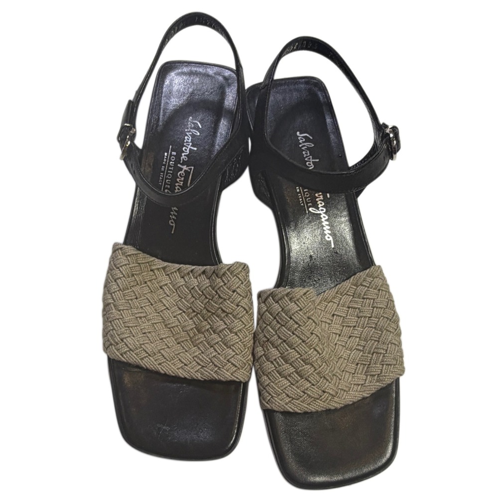 7.5 Extra Narrow Quiet Luxury Italian Woven Slingback Sandals Ferragamo